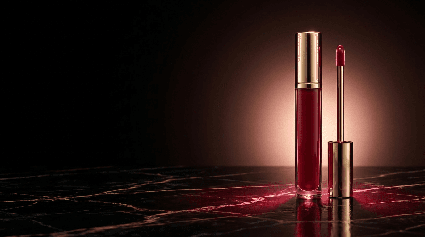La Rouge Royale lip gloss on marble